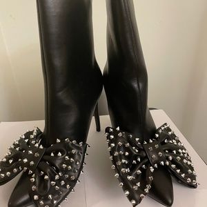 Embellished Spiked Bow Bootie